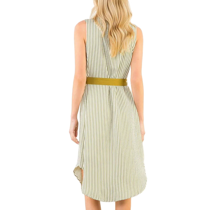 Olive Sleeveless Stripe Dress