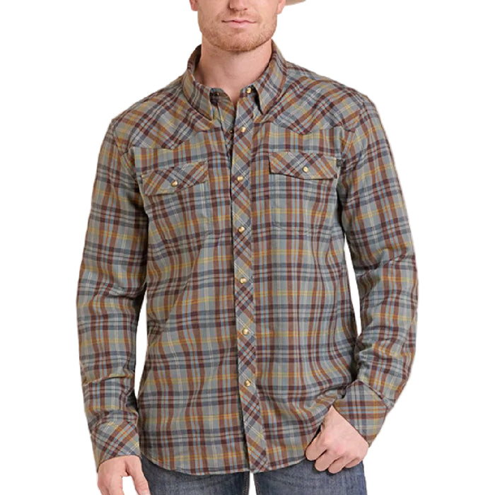 Rock & Roll Denim Men's Flannel Tek Snap Western Shirt