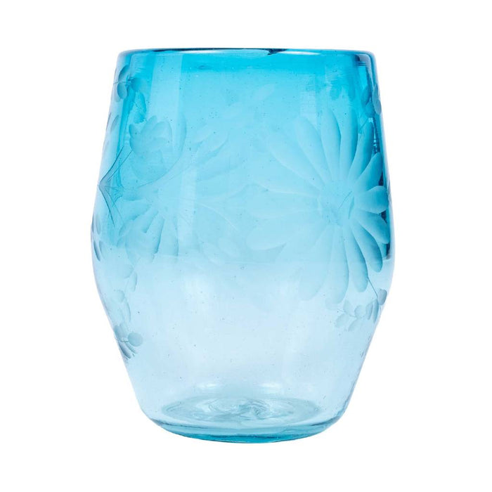 Crystal Stemless Wine Glass - Aqua