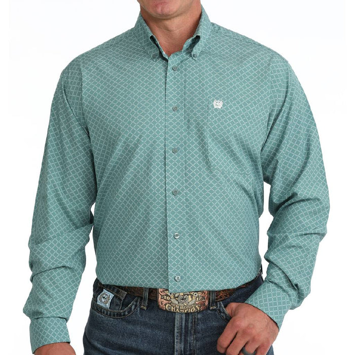 Cinch Men's Arenaflex Blue Geo Print Button Down Shirt