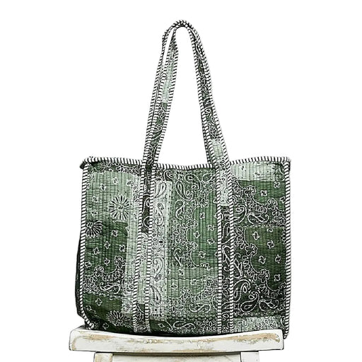 Quilted Green Paisley Patchwork Tote WOMEN - Accessories - Handbags - Tote Bags POL CLOTHING