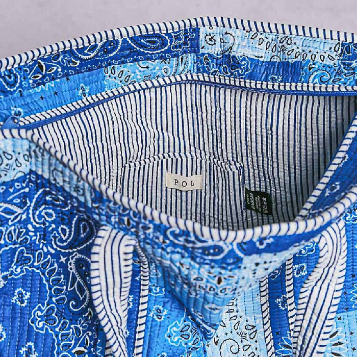 Quilted Blue Paisley Patchwork Tote