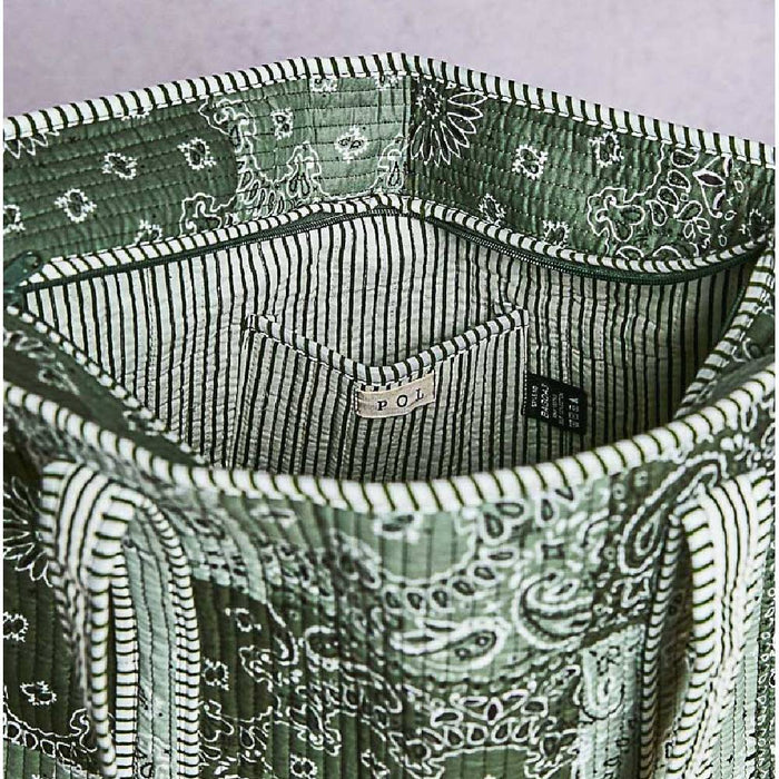Quilted Green Paisley Patchwork Tote