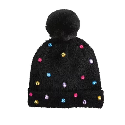 Mud Pie Girl's Glitzy Rhinestone Black Beanie KIDS - Accessories - Hats & Caps Mud Pie