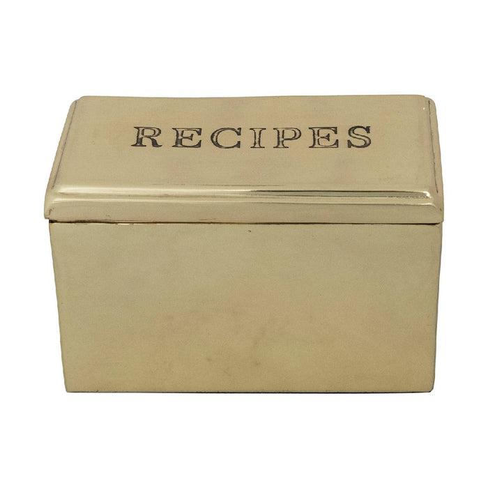 Etched Stainless Steel Recipe Box with 36 Cards