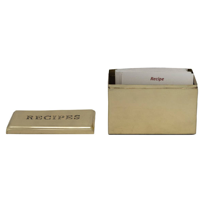Etched Stainless Steel Recipe Box with 36 Cards