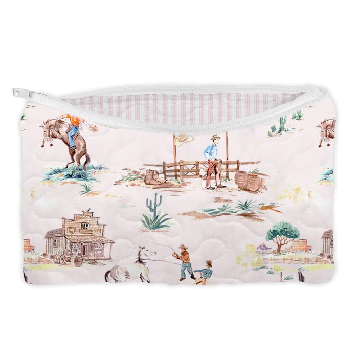Retro Cowboy Pink Small Makeup Bag