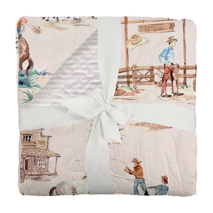Retro Cowboy Pink Baby Blanket