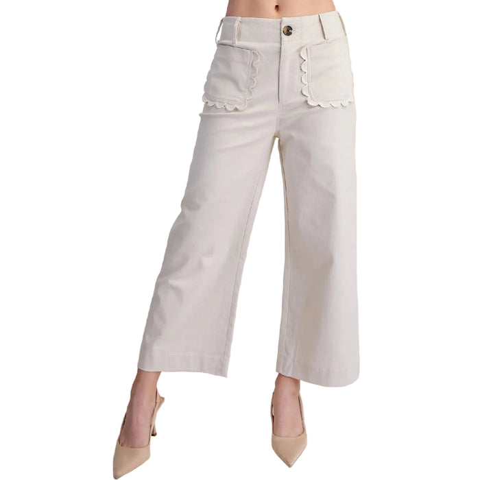 Colette Cropped Cream Wide Leg Pant WOMEN - Clothing - Pants & Leggings Glam