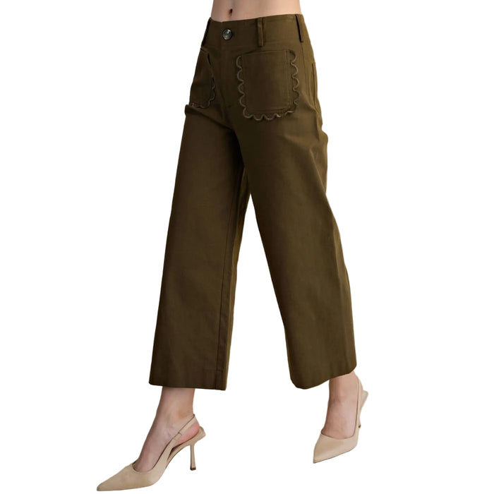 Colette Cropped Olive Wide Leg Pant WOMEN - Clothing - Pants & Leggings Glam