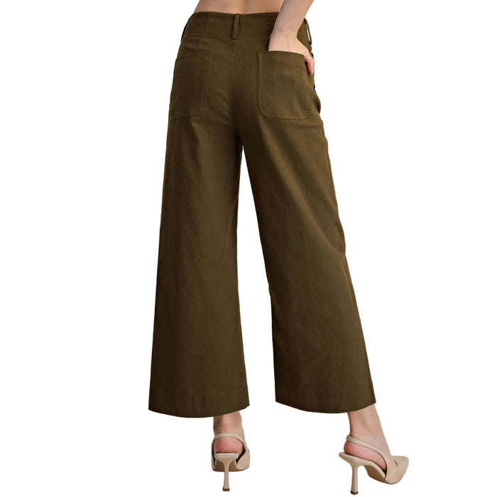 Colette Cropped Olive Wide Leg Pant WOMEN - Clothing - Pants & Leggings Glam