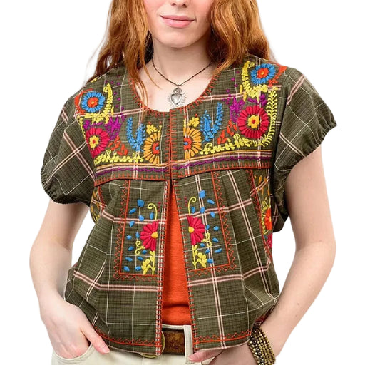 Sister Mary Bolero Green Plaid Top WOMEN - Clothing - Tops - Short Sleeved Sister Mary