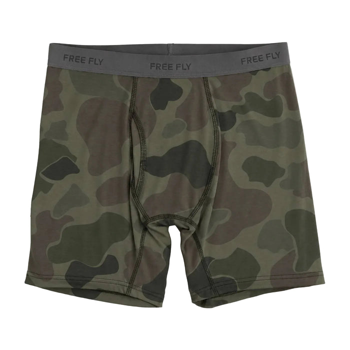 Free Fly Men's Bamboo Motion Vintage Camo Oil Green Boxer Brief
