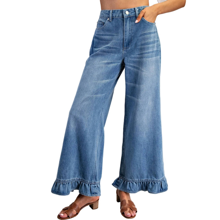 Mineral Washed Ruffle Hem Jean