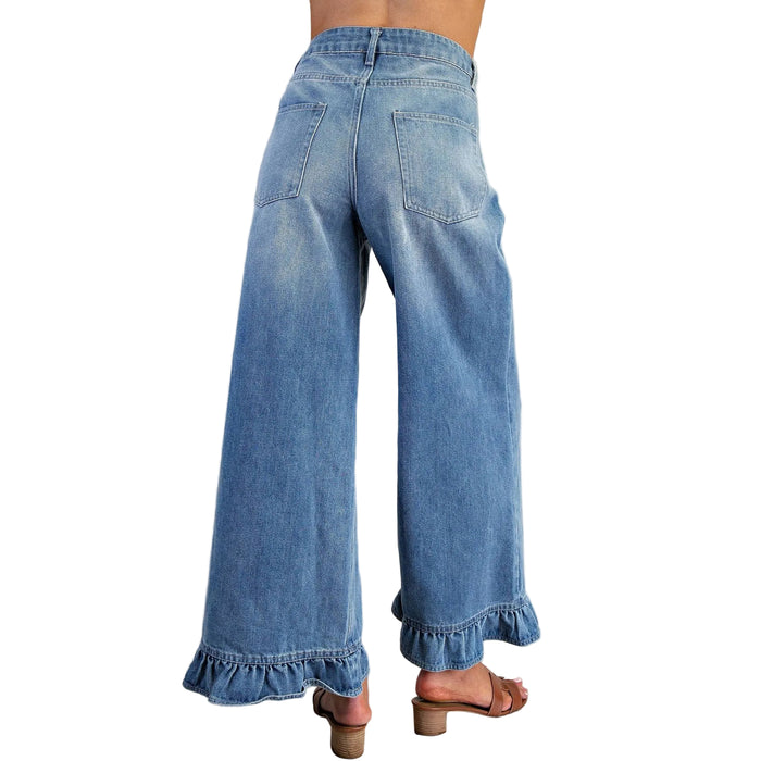 Mineral Washed Ruffle Hem Jean