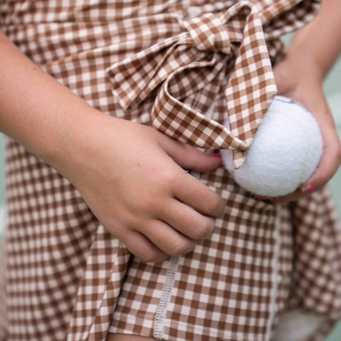 Girl's Brown Gingham Athletic Dress