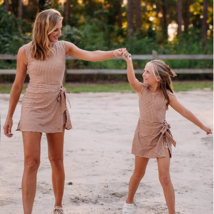 Women's Brown Gingham Athletic Dress