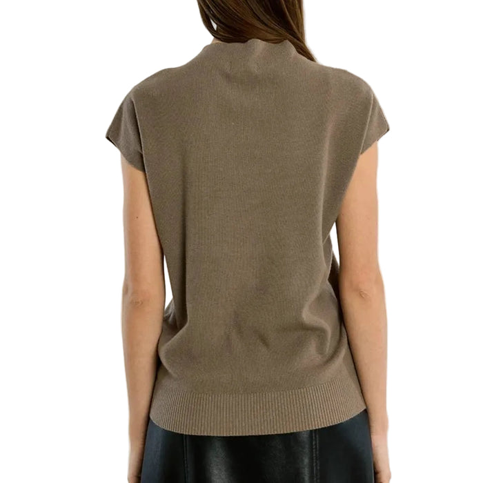 Women's High Neck Khaki Sweater