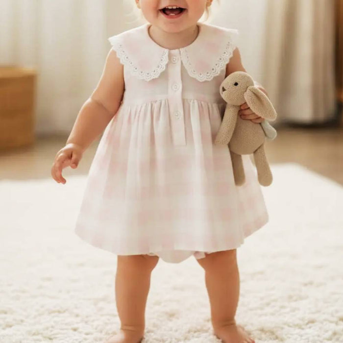 Baby Girl's Pink Check Dress KIDS - Girls - Clothing - Dresses Yo Baby