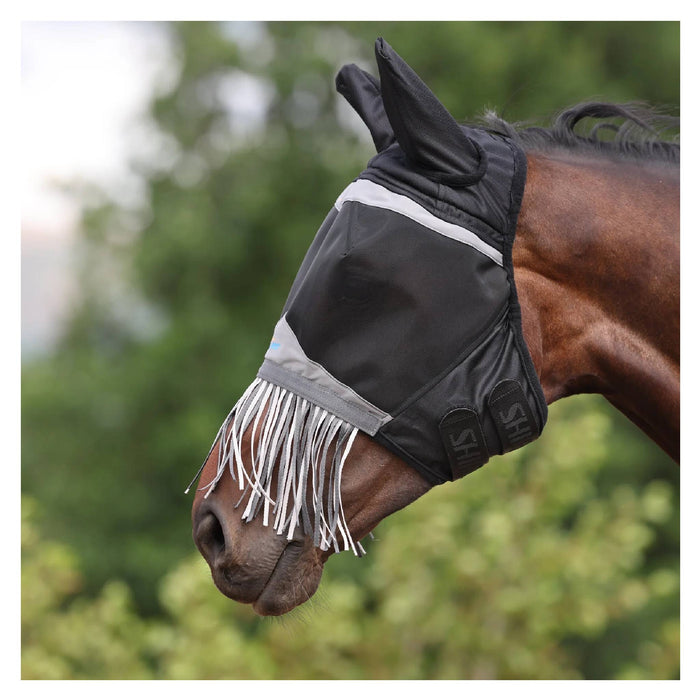 Shires FlyGuard Pro Fine Mesh Fly Mask w/Ears & Fringe Equine - Fly & Insect Control Shires