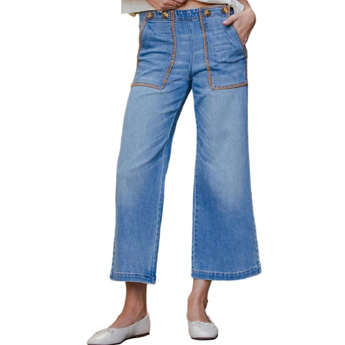 Women's Whipstitch Crop Denim Pants