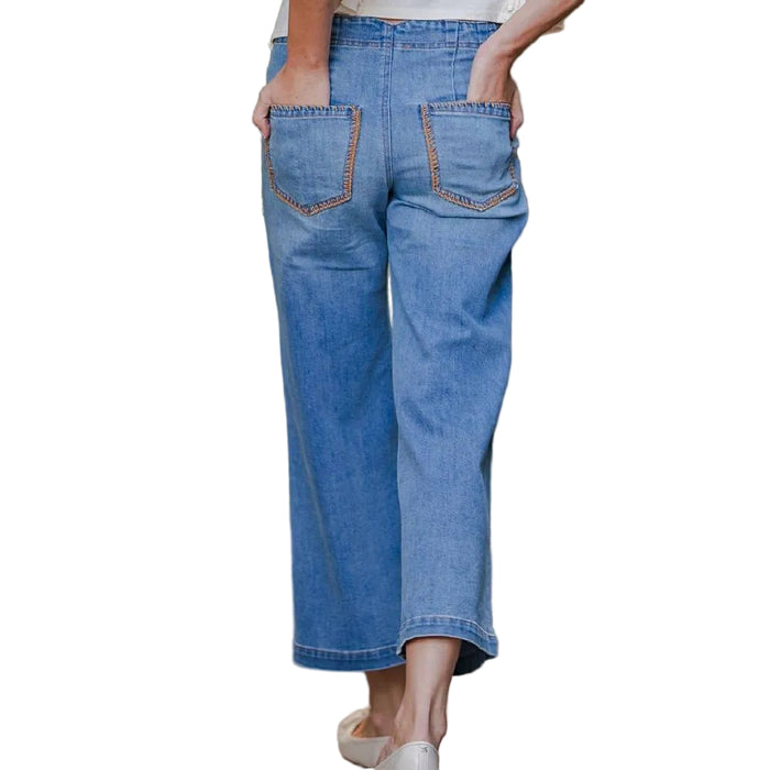 Women's Whipstitch Crop Denim Pants