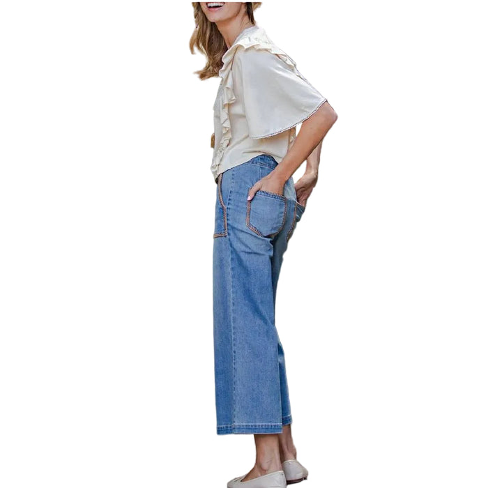 Women's Whipstitch Crop Denim Pants