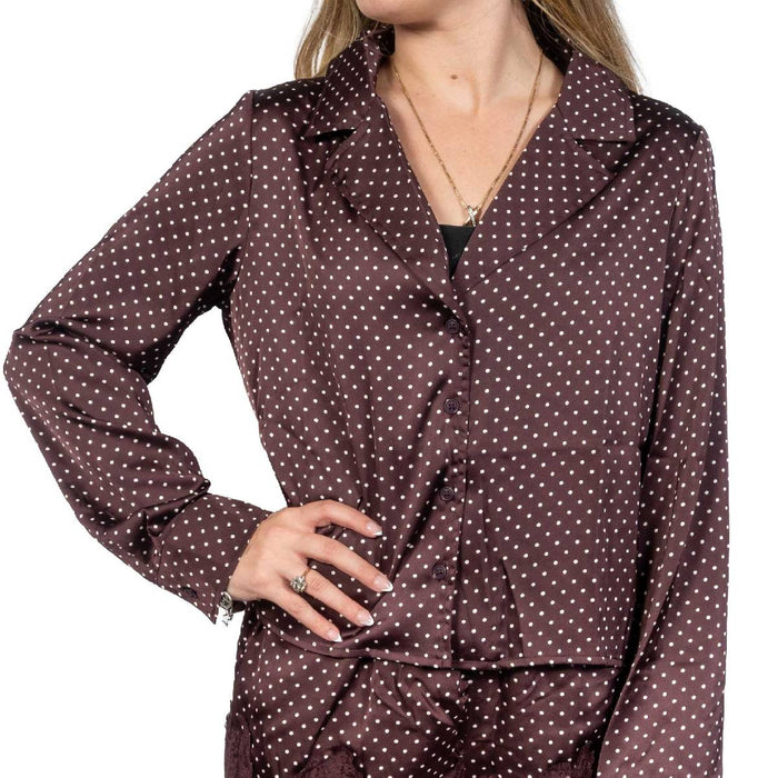 Women's Satin Polka Dot Shirt