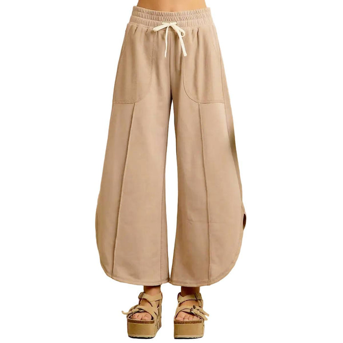 Women's French Terry Out Seam Detail Tulip Hem WOMEN - Clothing - Pants & Leggings BiBi Clothing