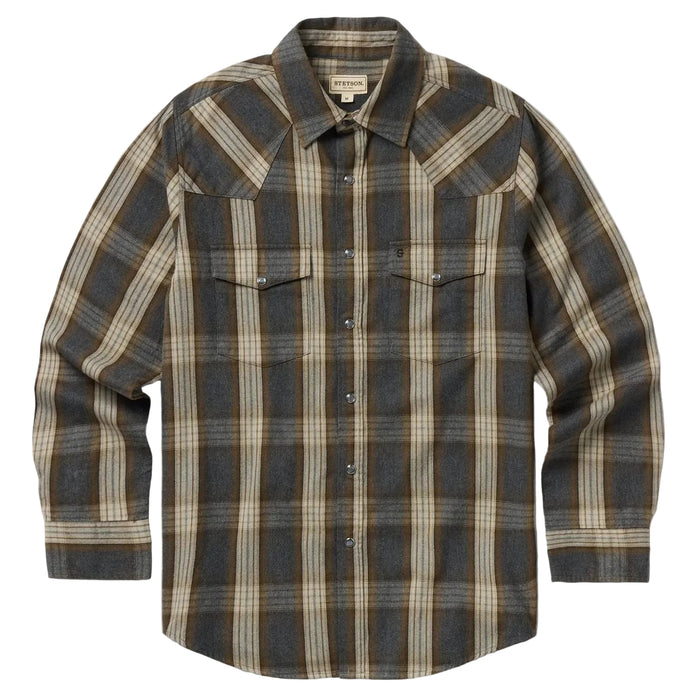 Stetson Men's Flannel Heather Plaid Snap Shirt