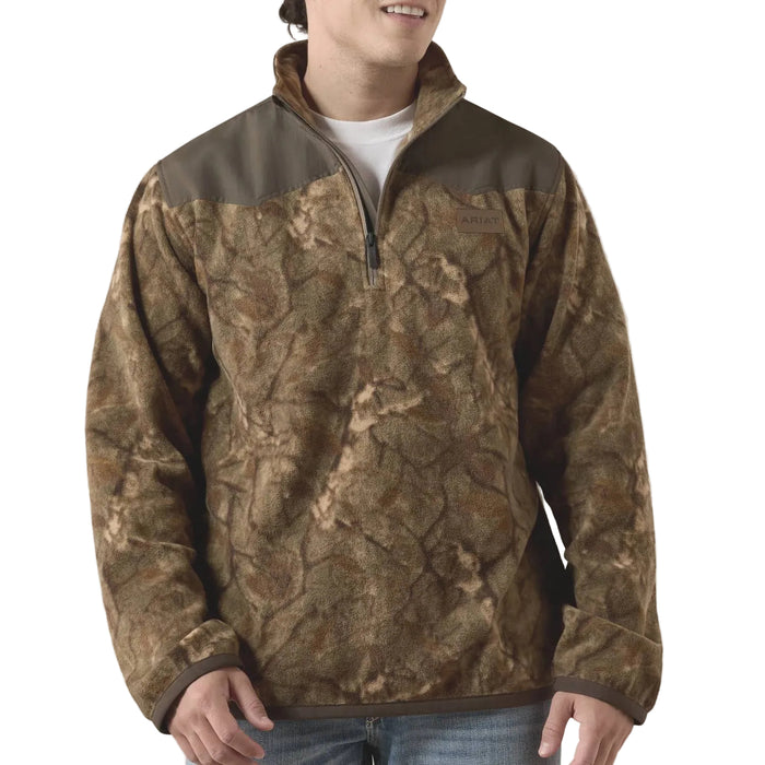 Ariat Men's Savannah Tan Camo 1/4 Zip Basis Fleece Pullover