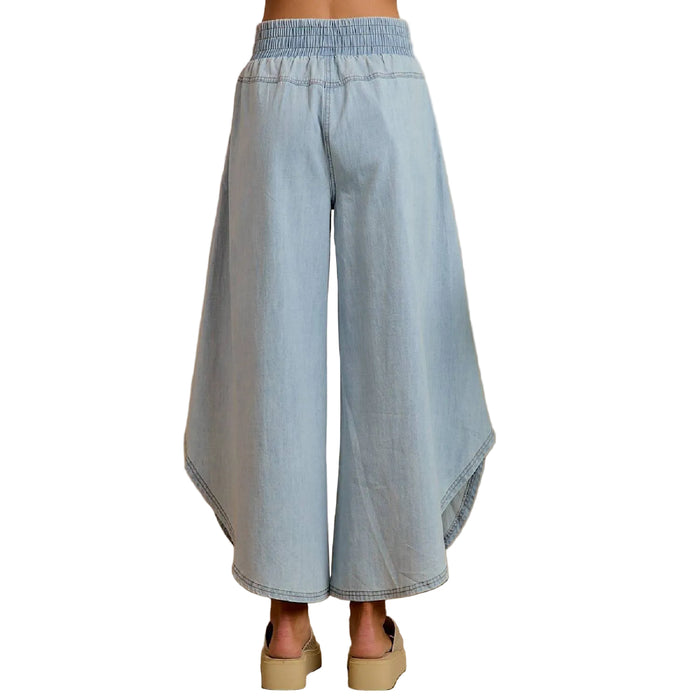 Women's Washed Denim Tulip Hem Pants