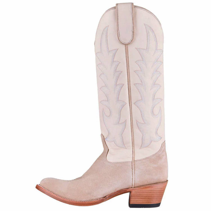 Macie Bean Women's Pearl Snap Queen Cream Suede Boot