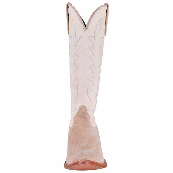 Macie Bean Women's Pearl Snap Queen Cream Suede Boot