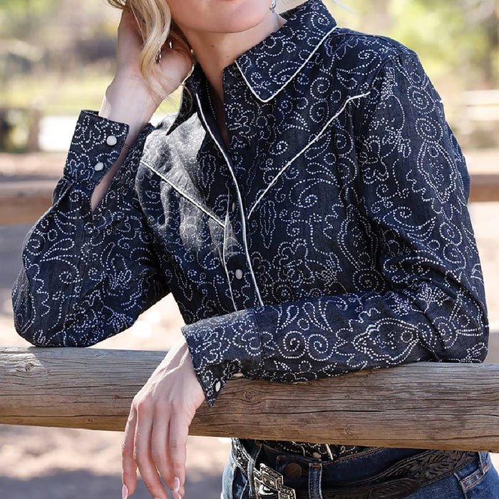 Cruel Denim Women's Black Chambray Snap Shirt