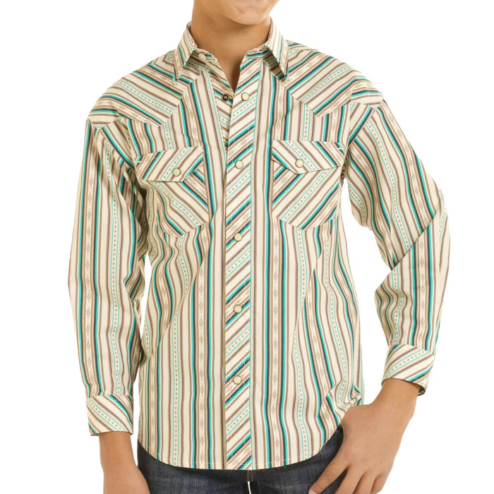 Rock & Roll Denim Boy's Western Stripe Snap Shirt