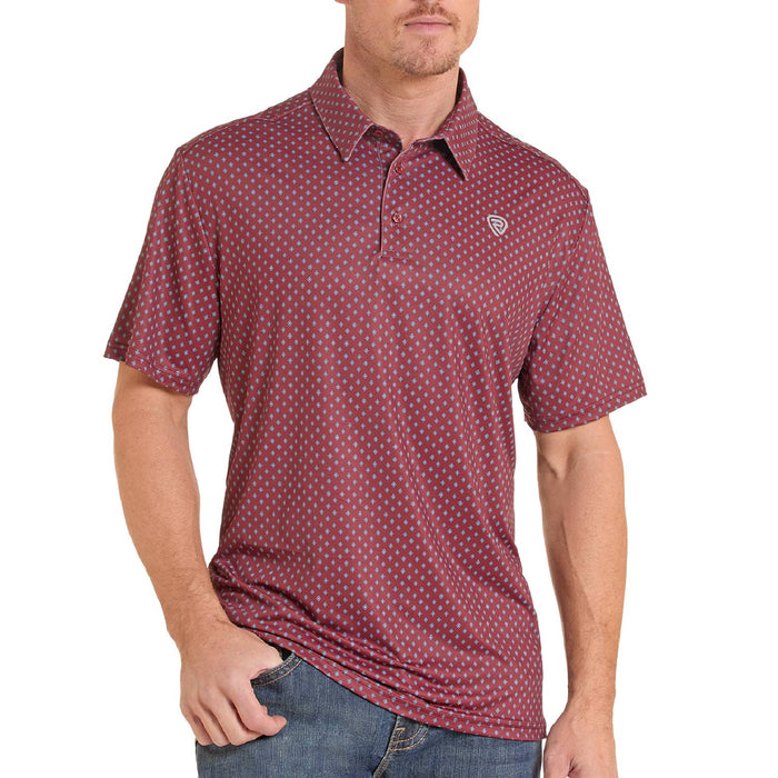 Rock & Roll Denim Men's Micro Geo Print Polo Shirt