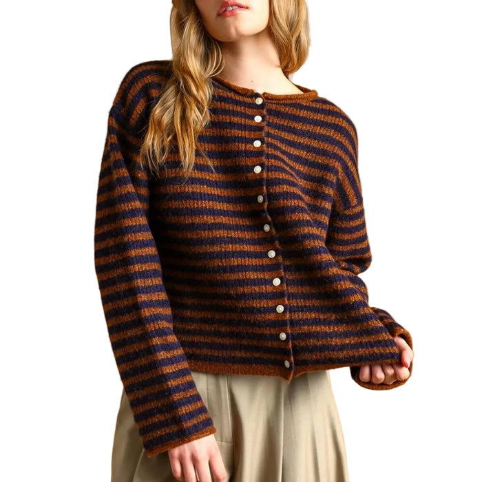 Women's Striped Cardigan WOMEN - Clothing - Sweaters & Cardigans Miou Muse