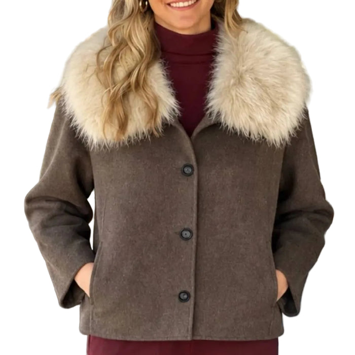 Dylan Women's Clara Fur-Trimmed Melton Coat