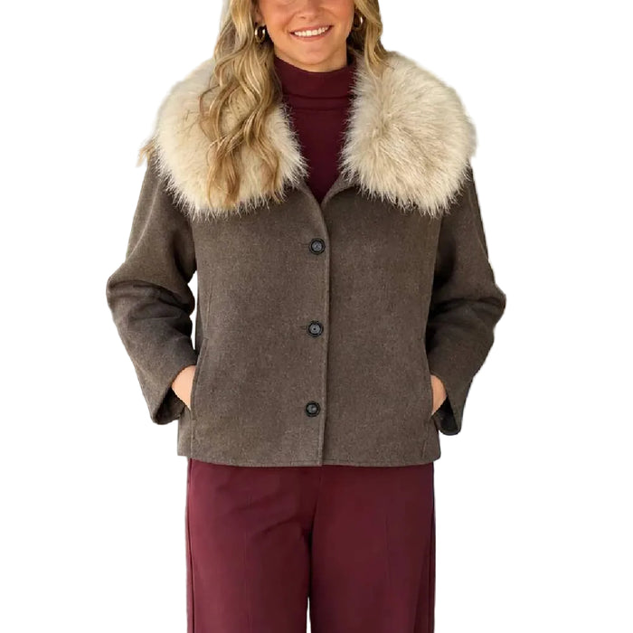 Dylan Women's Clara Fur-Trimmed Melton Coat