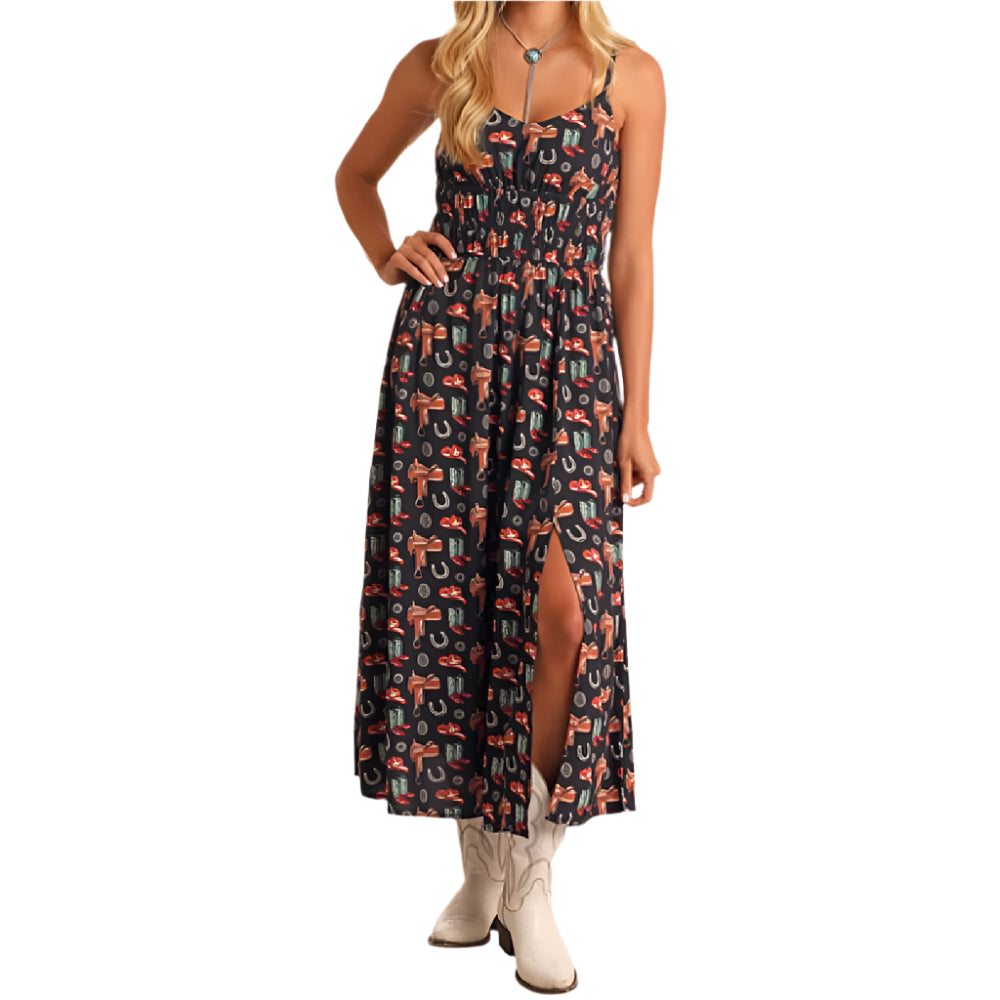 Rock & Roll Denim Women's Western Print Midi Dress WOMEN - Clothing - Dresses Panhandle