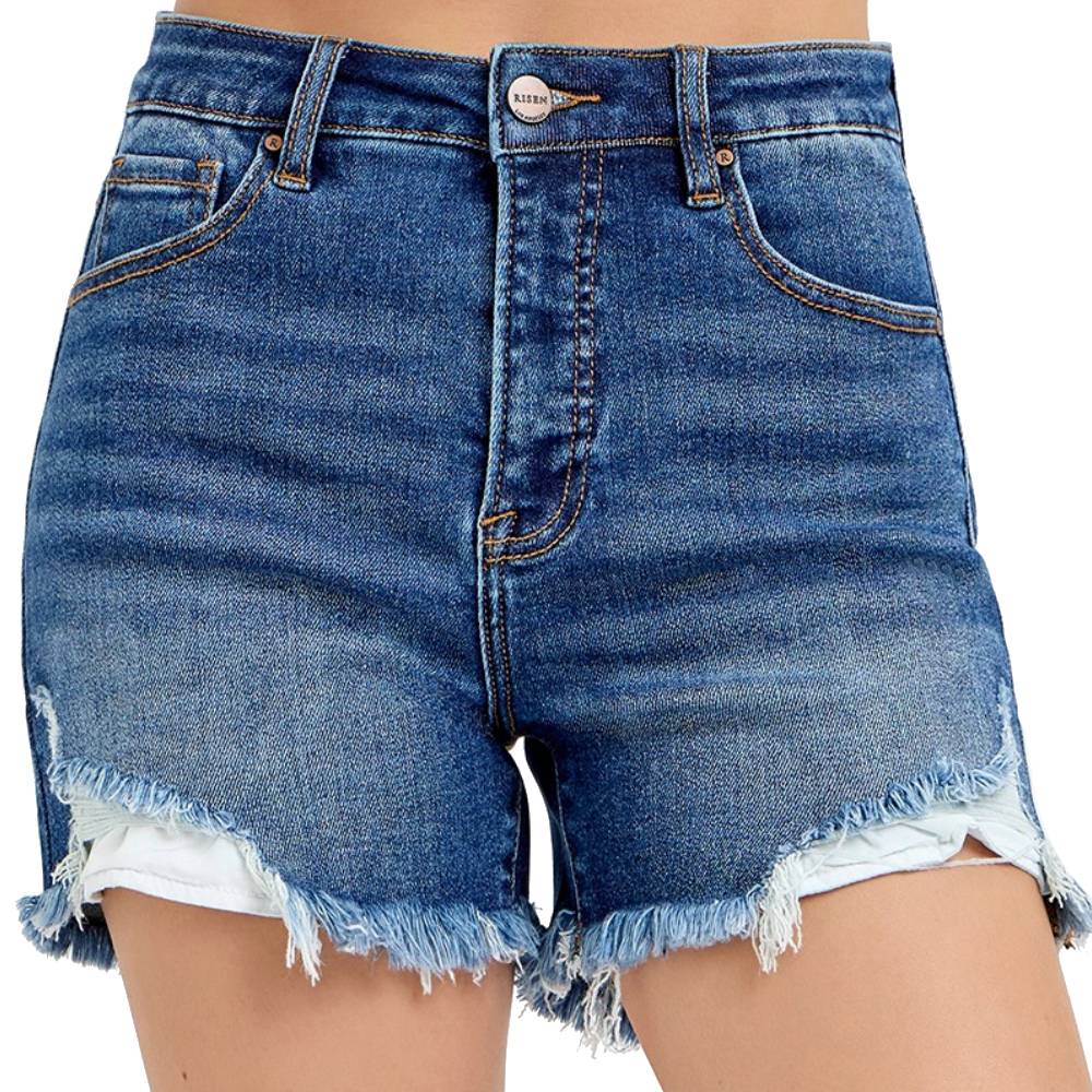 Risen High Rise Side Step Hem Shorts WOMEN - Clothing - Shorts Risen Jeans   