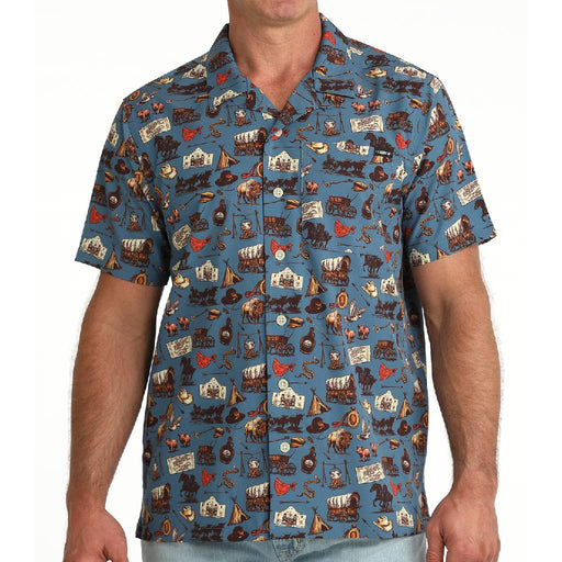 Cinch Men's Lonesome Dove Blue Camp Shirt MEN - Clothing - Shirts - Short Sleeve Cinch