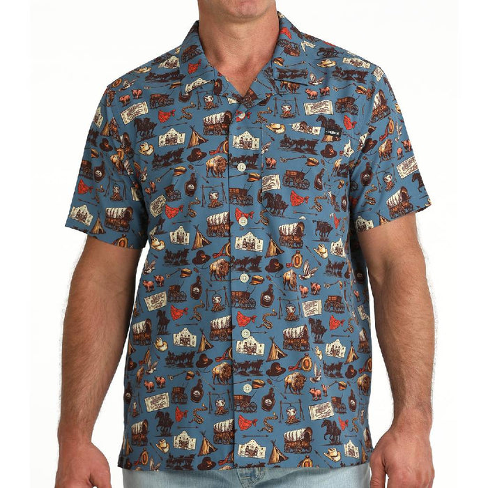 Cinch Men's Lonesome Dove Blue Camp Shirt MEN - Clothing - Shirts - Short Sleeve Cinch