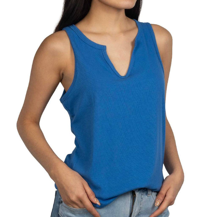 Flag & Anthem Women's Anna Notch Front Medium Blue Tank WOMEN - Clothing - Tops - Sleeveless Flag And Anthem