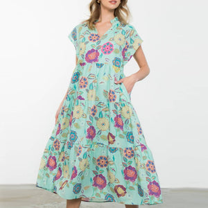 Tiered Floral Maxi Dress WOMEN - Clothing - Dresses THML Clothing   