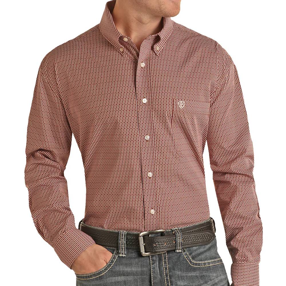 Panhandle Men's Red Print Shirt MEN - Clothing - Shirts - Long Sleeve Shirts Panhandle