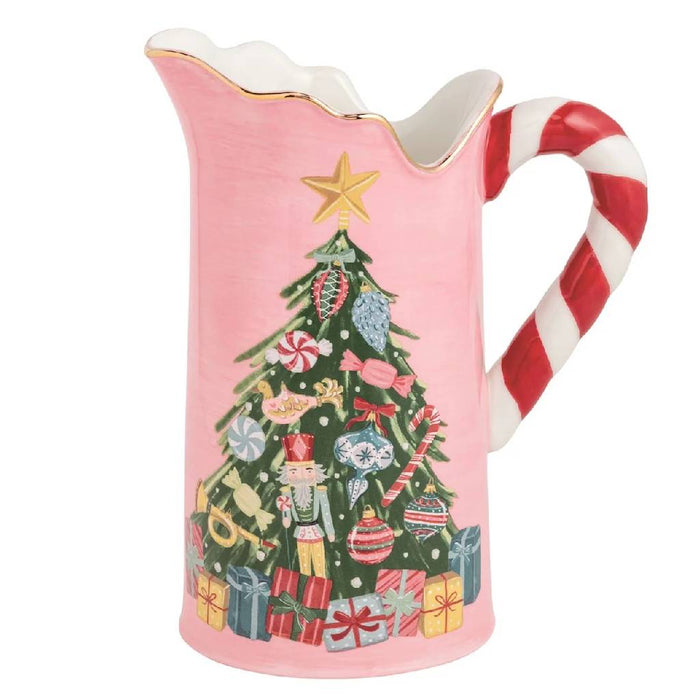 Mud Pie Christmas Tree Candy Cane Handle Pitcher