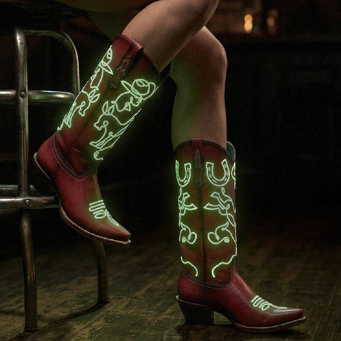 Corral Women's Glow In The Dark Embroidery Tall Red Western Boots