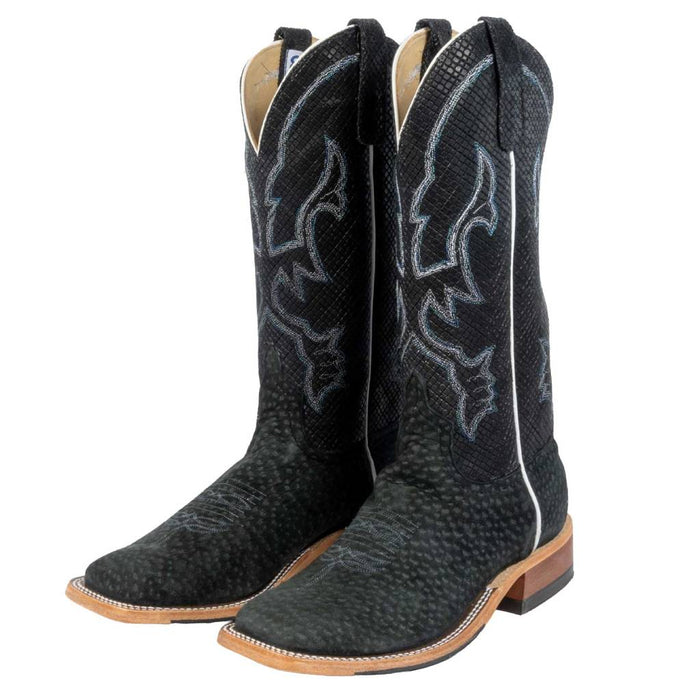 Anderson Bean Men's Square Toe Grey Carpincho Black Chex Western Boot MEN - Footwear - Exotic Western Boots Anderson Bean Boot Co.